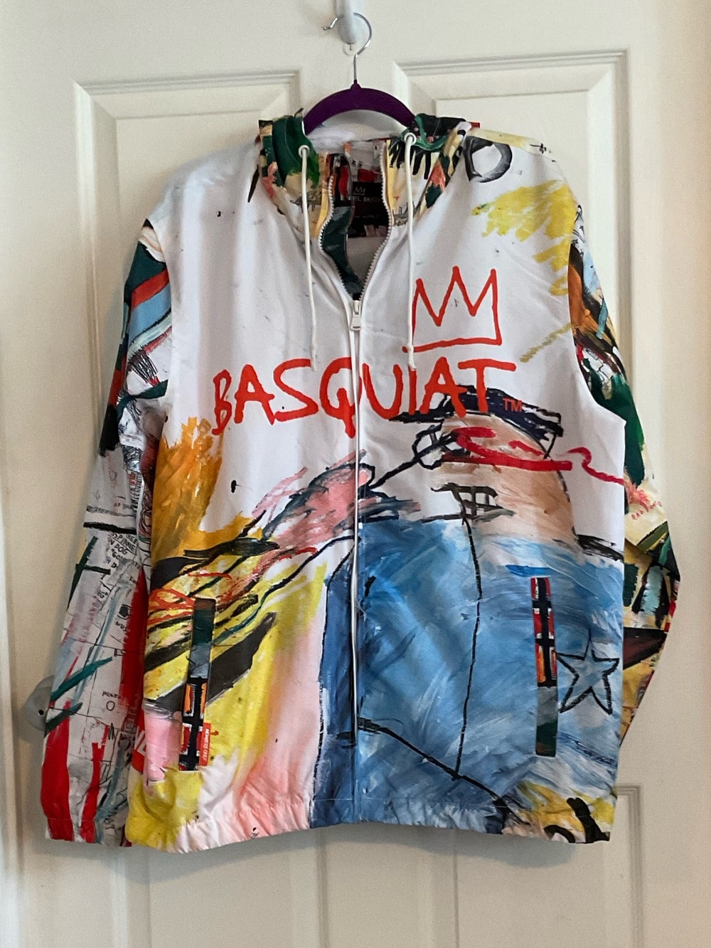 Members Only Jean-Michel Basquiat Windbreaker Art Graffiti Jacket, Large NWOT - Picture 6 of 10
